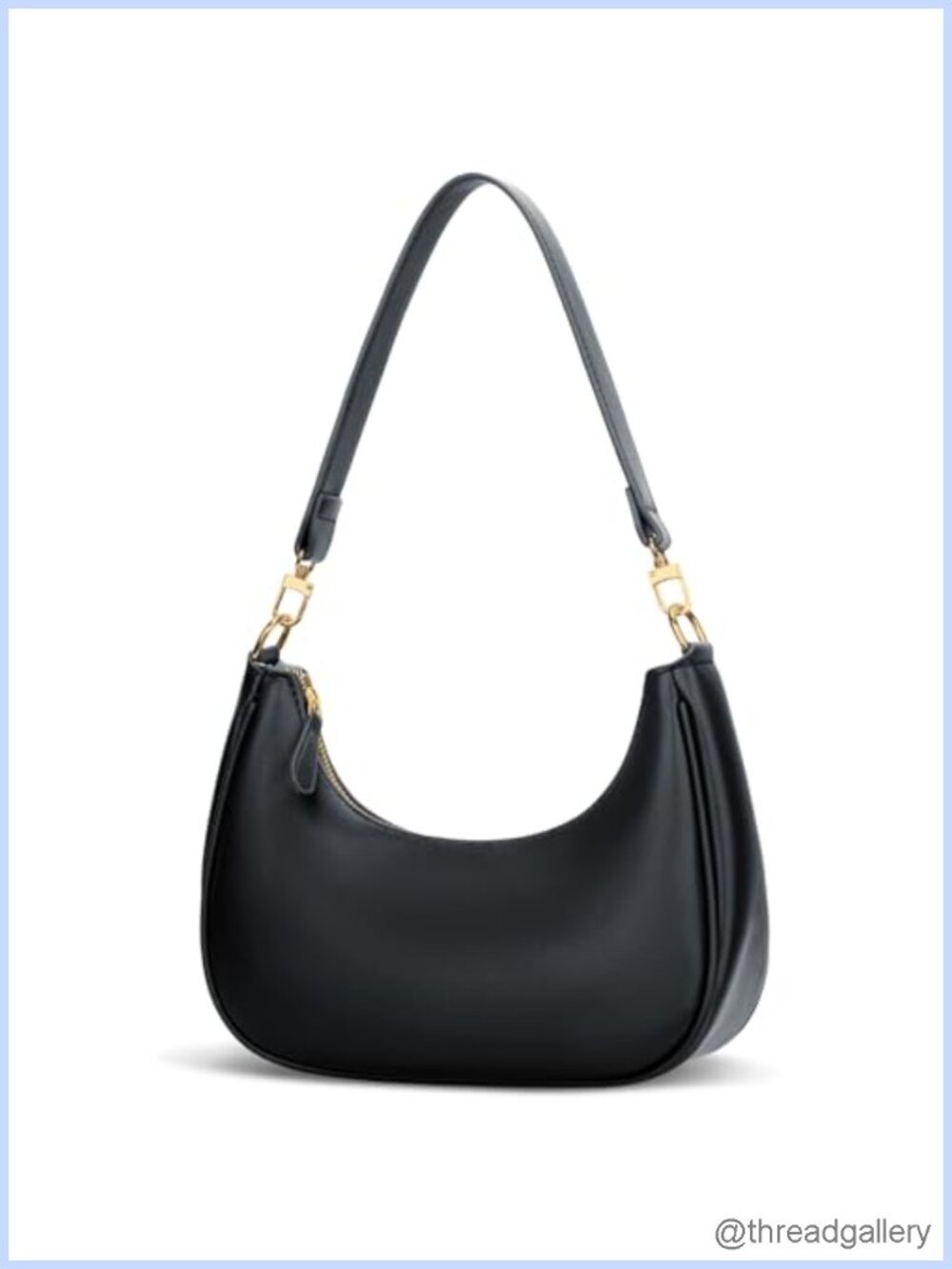 PU Leather Shoulder Bag Mini Clutch Removable Strap Crescent Hobo